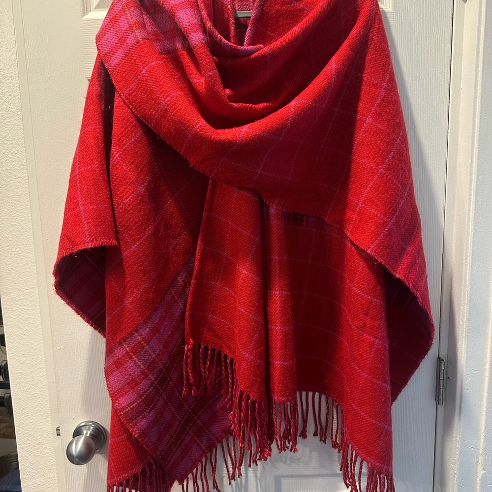 Reversible Red (and pink) Plaid Shawl